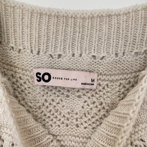 SO® Juniors Pointelle Crochet Tank Top – Size M, Boho Sleeveless Knit - Picture 6 of 9